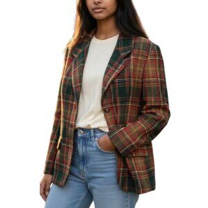 Vintage GAP Wool Blend Tartan Plaid Blazer Preppy Academia Jacket